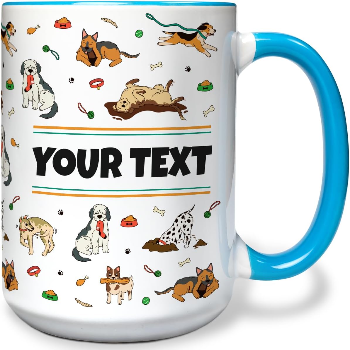 Personalized Mug for Kids - Dogs - Custom Name/Text, Ceramic Hot Chocolate/Cocoa/Coffee Cup for