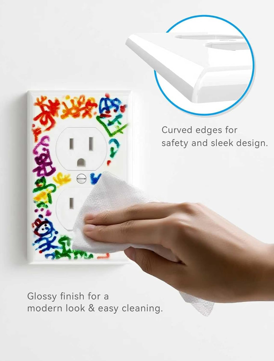 10-Pack Unbreakable 1-Gang Standard Size Duplex Receptacle Wall Plates – Durable Polycarbonate