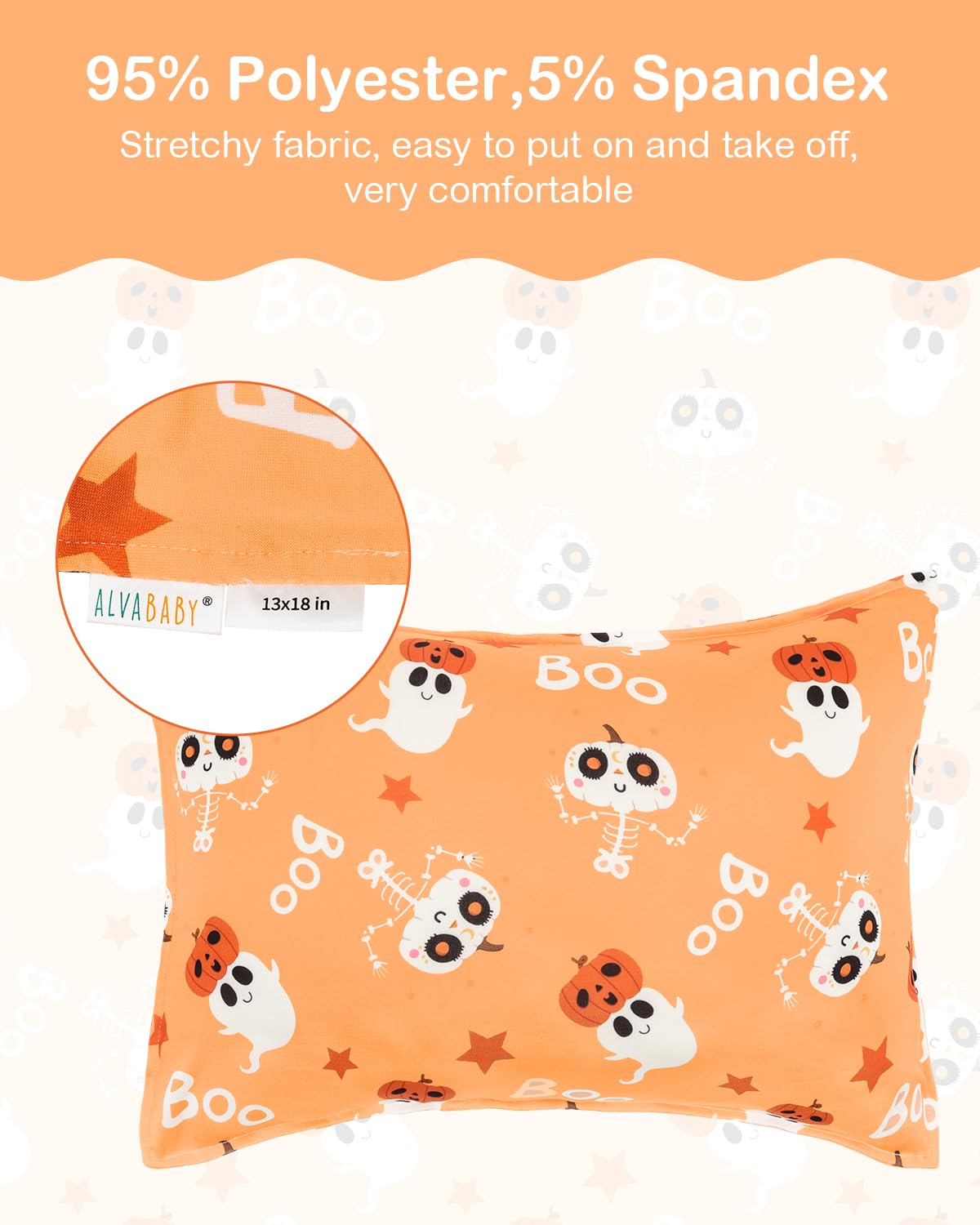 ALVABABY Toddler Pillowcases Stretchy Soft Kids Pillow Cover 2 Pack Fit 13"x 18" or 12"x16"