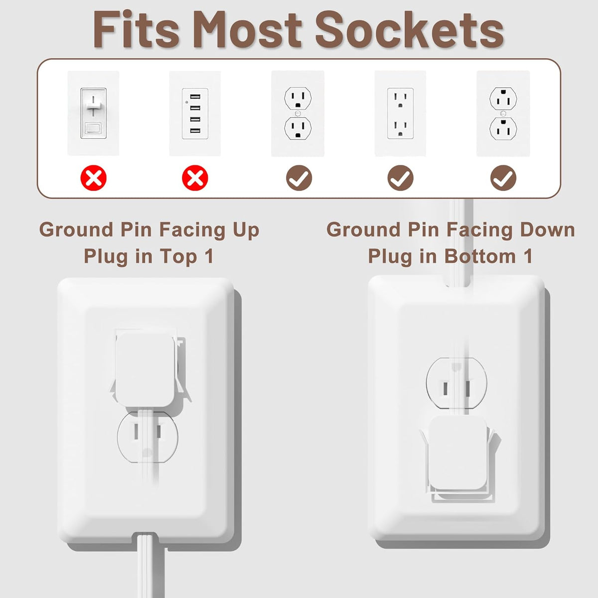 8FT Flat Plug Extension Cord with 3 Outlet Power Strip,Ultra Thin Outlet Concealer with Outlet