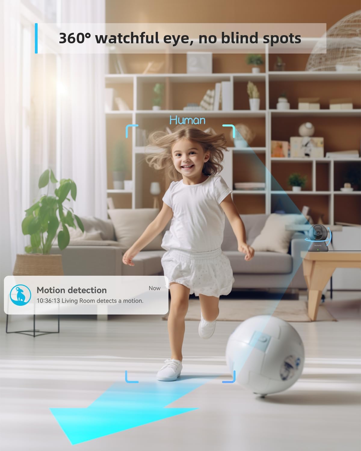 blurams Security Camera, 2K Indoor Camera 360° Pet Camera for Home Security with Phone App, Motion
