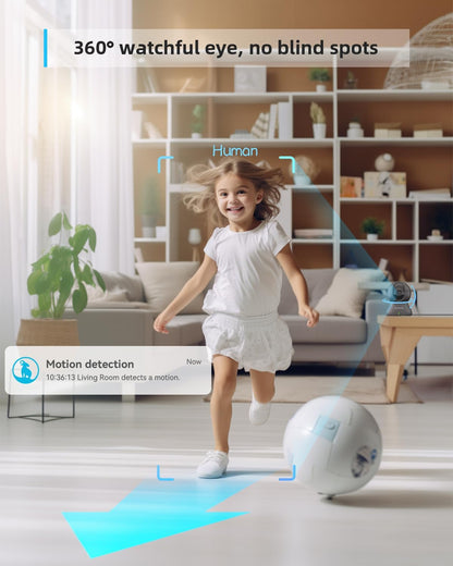 blurams Security Camera, 2K Indoor Camera 360° Pet Camera for Home Security with Phone App, Motion
