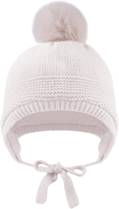 Basic Winter Baby Beanie Gloves Boys Girls Knitted Hat Pompom Kids Earflap Hats Warm Infant Toddler