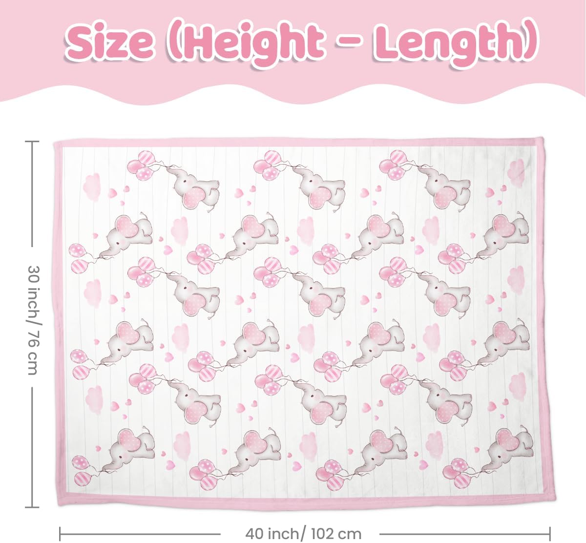 SANDJEST Elephant Kid Blanket for Girl - 30 x 40 Minky Throw Blankets for Girls - Gift for Kids on