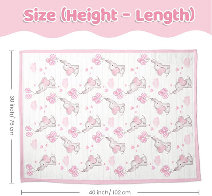 SANDJEST Elephant Kid Blanket for Girl - 30 x 40 Minky Throw Blankets for Girls - Gift for Kids on