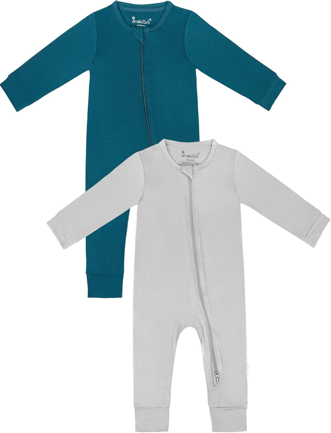 Jimonda Baby Romper Boys Girls Bamboo Pajamas 2-Way Zipper Footless Unisex Long Sleeve Sleepers
