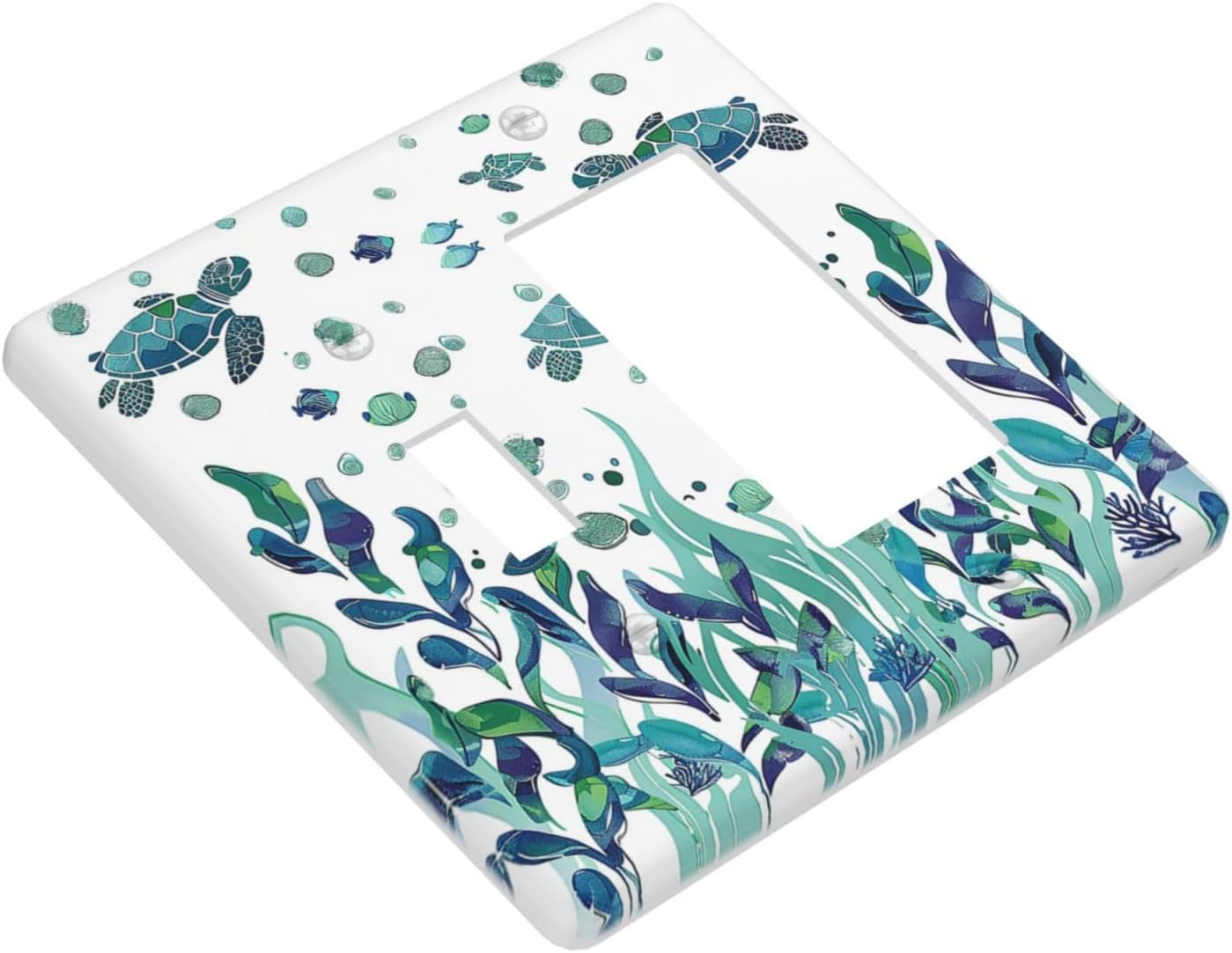 Outlet Covers Vibrant Turtle Seagrass Watercolor Painting 1 Toggle 1 Rocker Combination Decorative