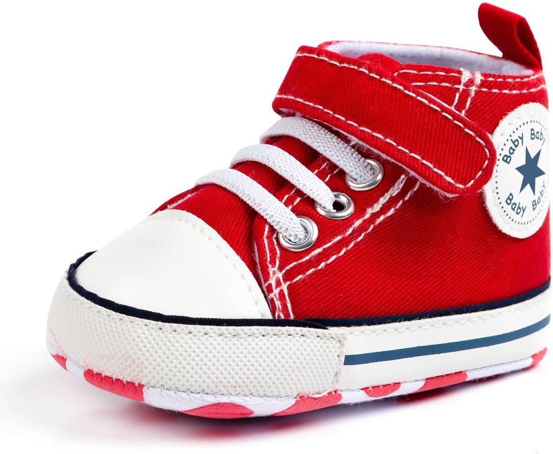 Unisex Baby Girls Boys Canvas High-top Shoes, Newborn Infant Anti-Slip Soft Sole Frist Walking
