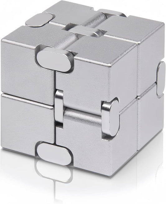 Metal Infinity Cube Fidget Toy - Aluminum Alloy Anti-Stress and Anxiety Finger Flip Cube for