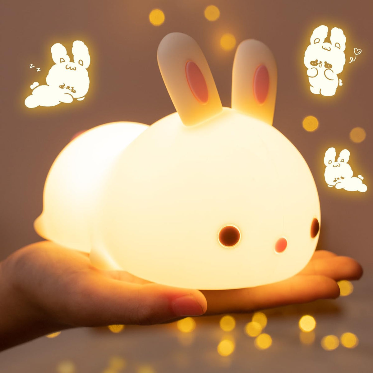 Bunny Night Light for Kids Lamp Cute Lamp, Kawaii 16 Colors Baby Night Lights for Baby Nursery,Soft