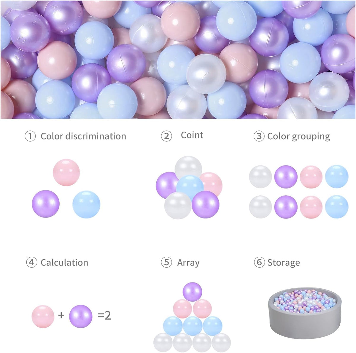 GOGOSO Ball Pits Balls for Toddlers Pack of 50 100 200 Plastics Shape Ball Non-Phthalate Non-BPA