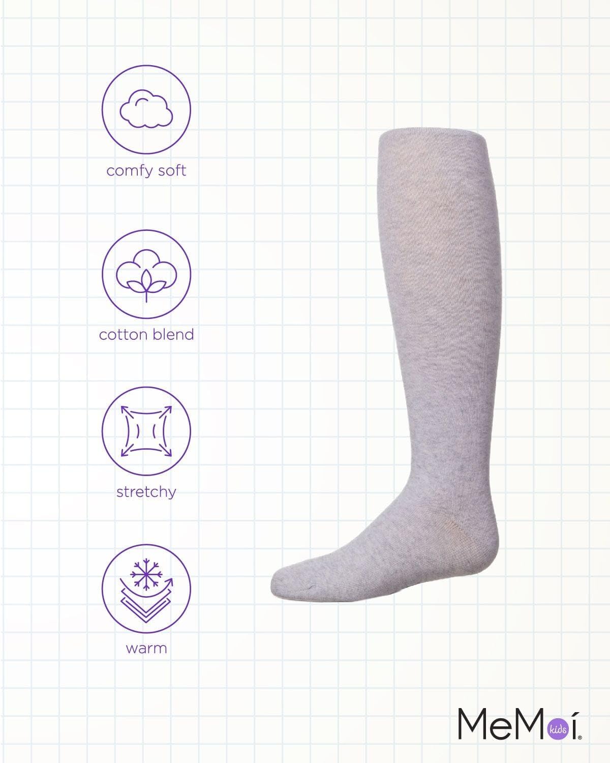 MeMoi Soft Pima Cotton Tights for Girls, Soft and Lightweight Opaque Tights for girls - Sizes 8 to