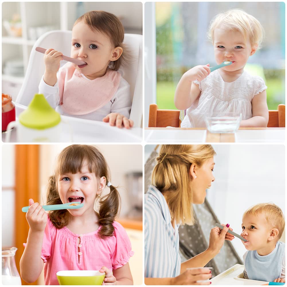 Vicloon Silicone Baby Fork and Spoon Set, 6PCS Baby Led Weaning Utensils, First Stage Feeding Set