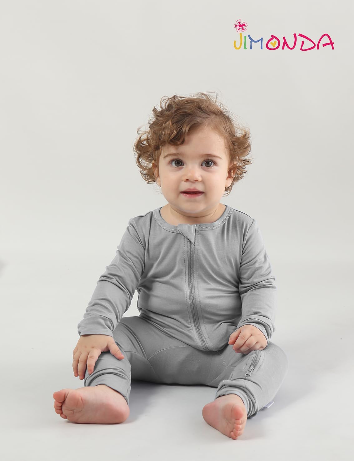Jimonda Baby Romper Boys Girls Bamboo Pajamas 2-Way Zipper Footless Unisex Long Sleeve Sleepers