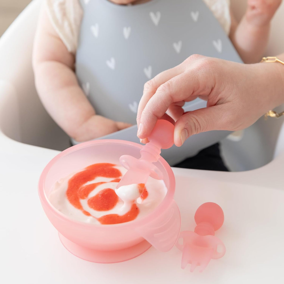 Bumkins Baby Utensils Set, Chewtensils Silicone Spoons for Dipping, Self-Feeding, Baby Led Weaning