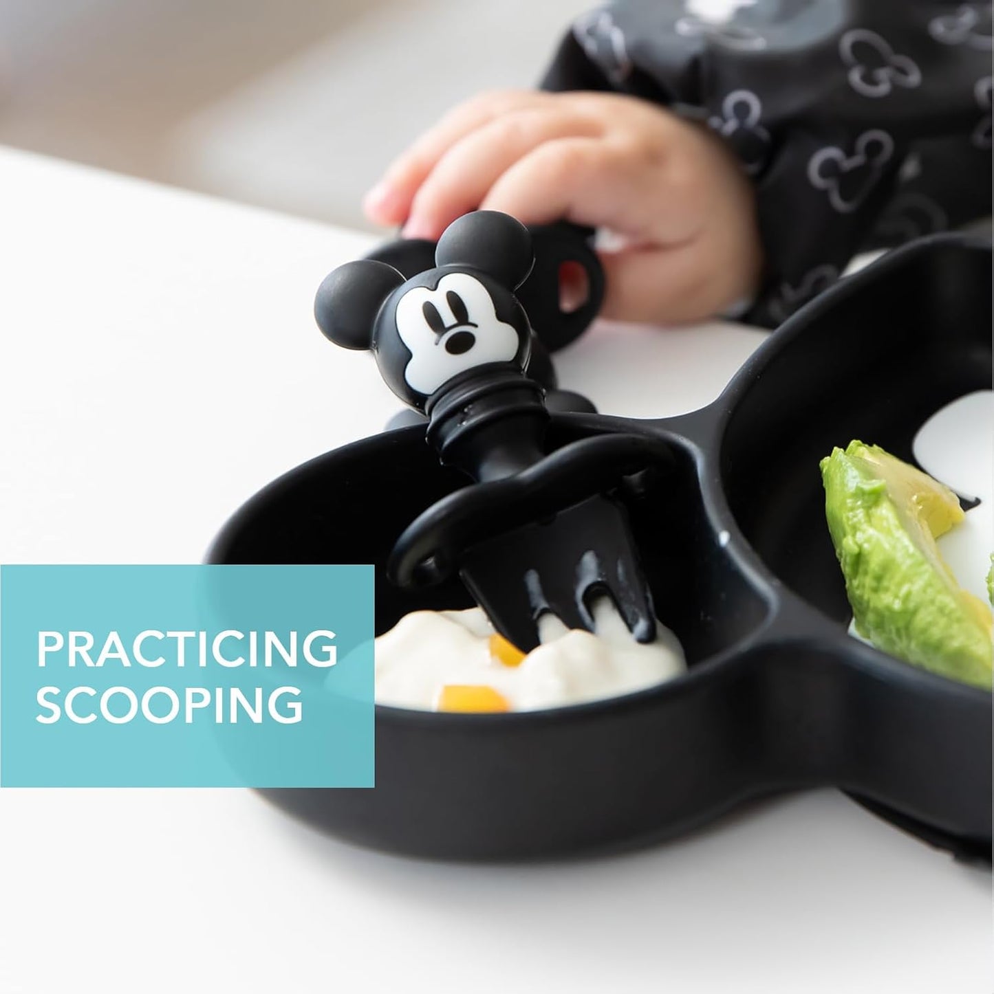 Bumkins Disney Baby Utensils Set, Chewtensils Silicone Spoons for Dipping, Self-Feeding, Baby Led