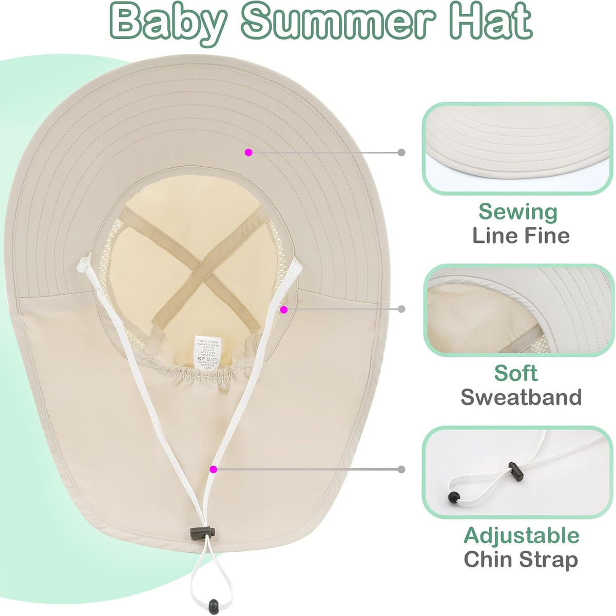 XIAOHAWANG Girls Sun Hat Baby Beach Hats Boys UPF 50+ Kids Summer Protection Cap Toddler Breathable