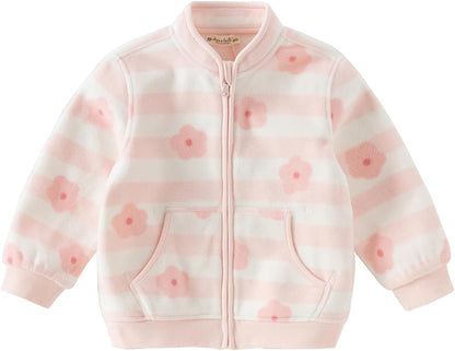 DAVE & BELLA Kids Printed Polar Fleece Jacket Toddler Baby Boys Girls Zip Up Long Sleeve Spring