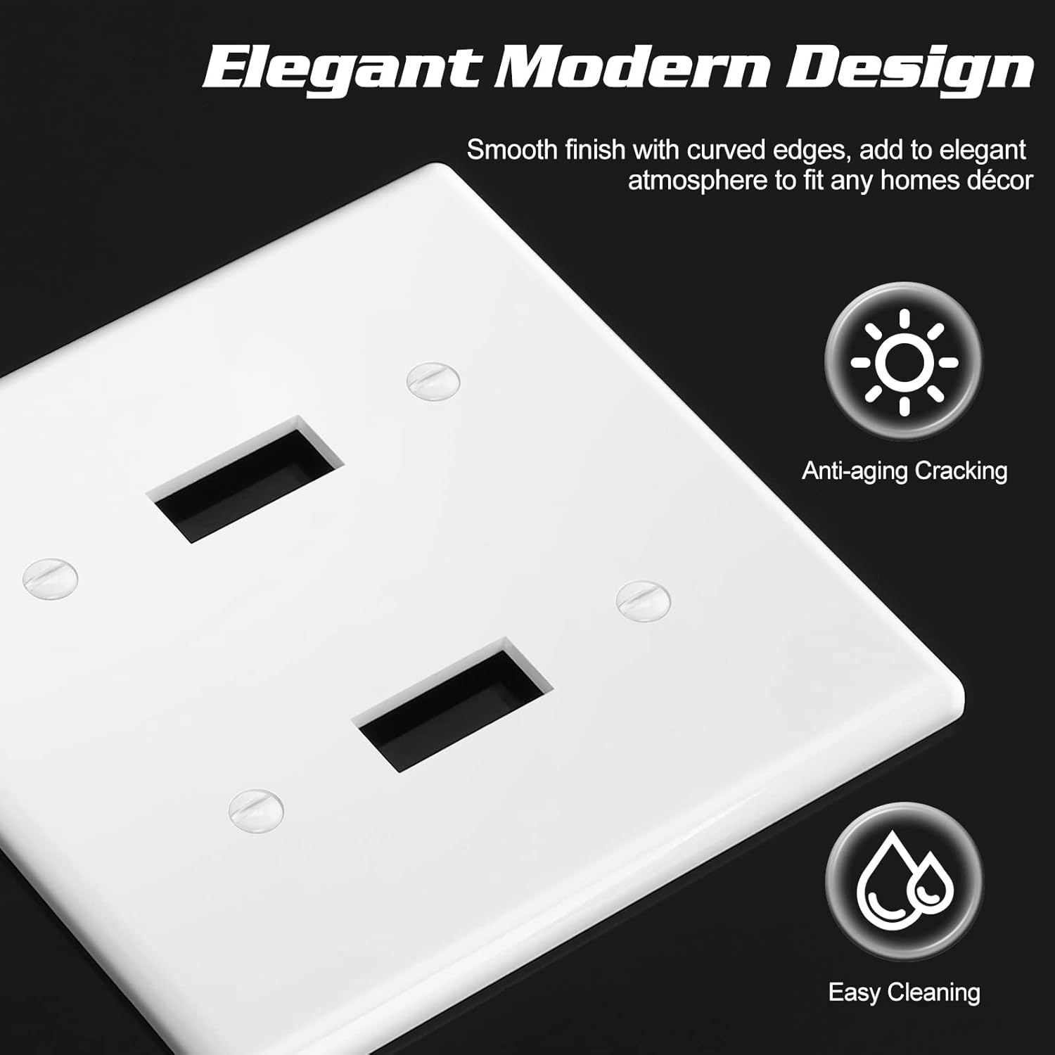 Decorator Wall Plate Double Toggle Light Switch Plate Outlet Cover,Unbreakable Polycarbonate