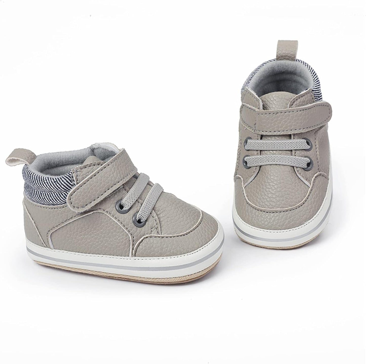 SOFMUO Baby Boys Girls High Top Ankle PU Leather Sneakers Soft Rubber Sole Infant Moccasins Newborn