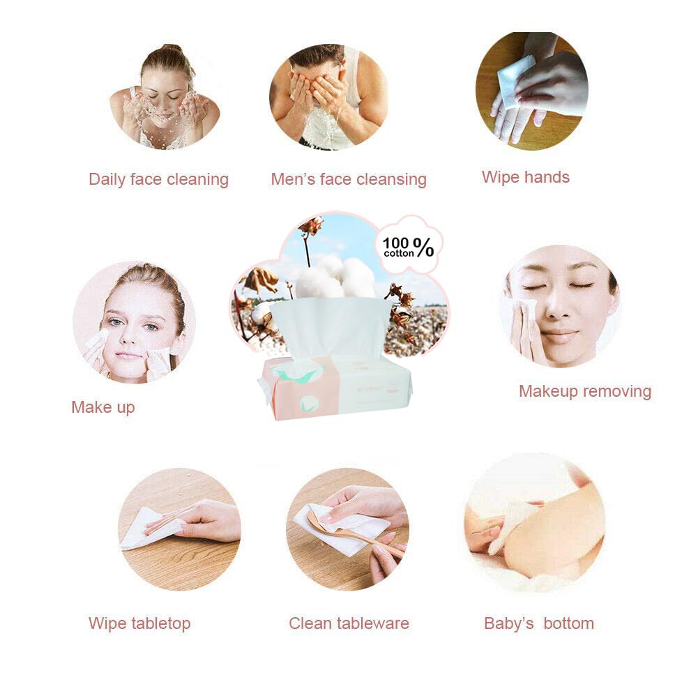 Ultra Soft Dry Baby Wipes Unscented Face Cleansing Multi-Purpose Pure Cotton Tissue (3 PACK-300