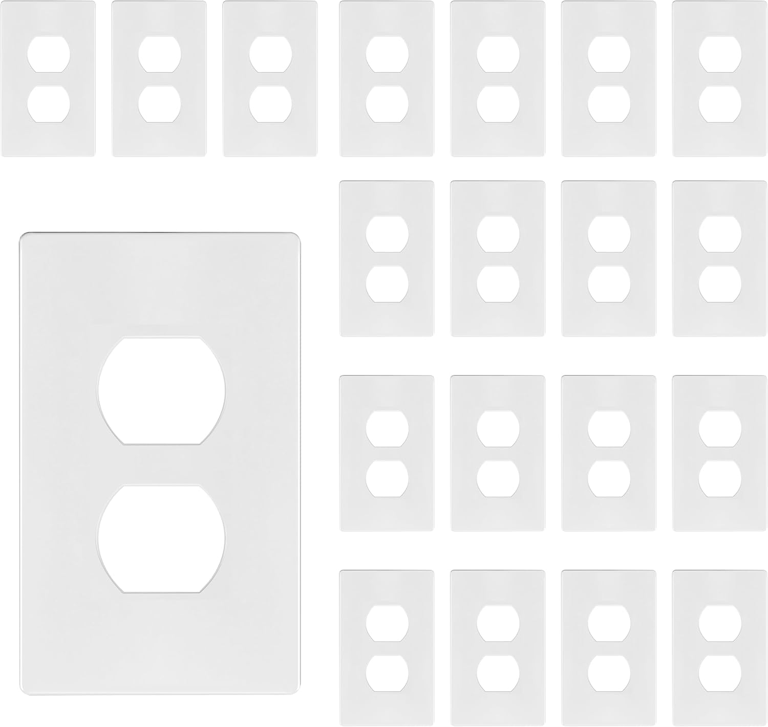 TG Screwless Duplex Wall Plate Covers, Child Safe Receptacle Outlet Covers, Size 1-Gang 4.68"x