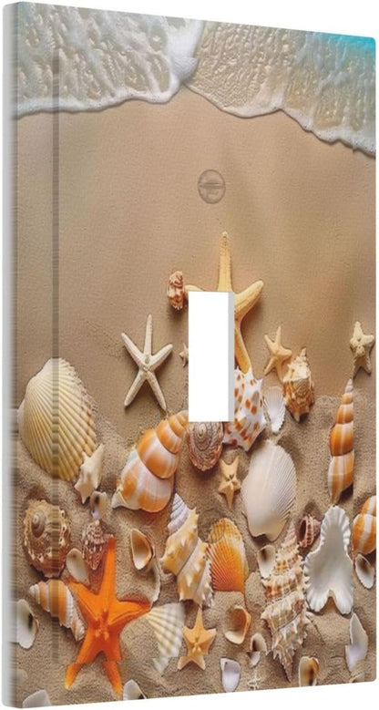 Decorative Switch Covers Plate Beachy Sea Ocean Seashell Starfish 1 Gang Wall Plate Unique Single