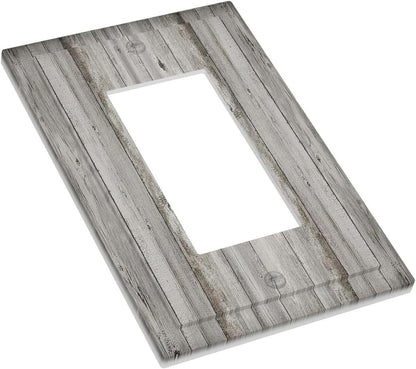Decorative Outlet Covers Farmhouse Rustic Grey Barn Door Wood 1 Gang Single Rocker Light Switch