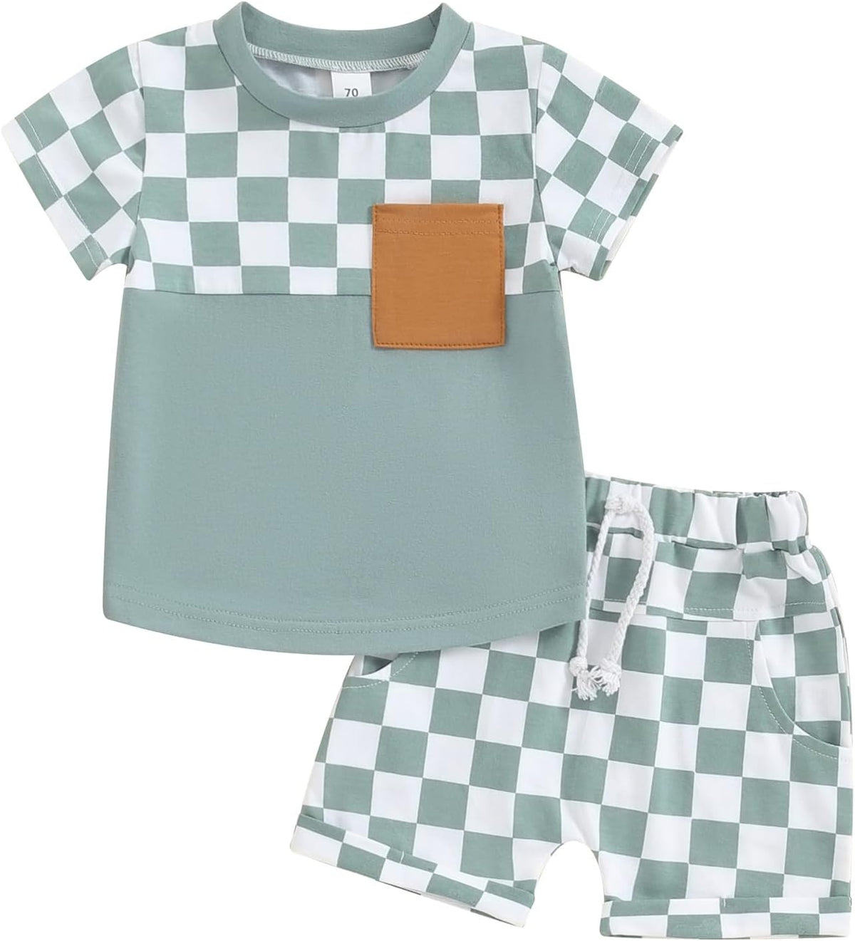 fhutpw Baby Toddler Boy Clothes Summer Outfits 6 12 18 24 Months Patchwork Short Sleeve T Shirt &
