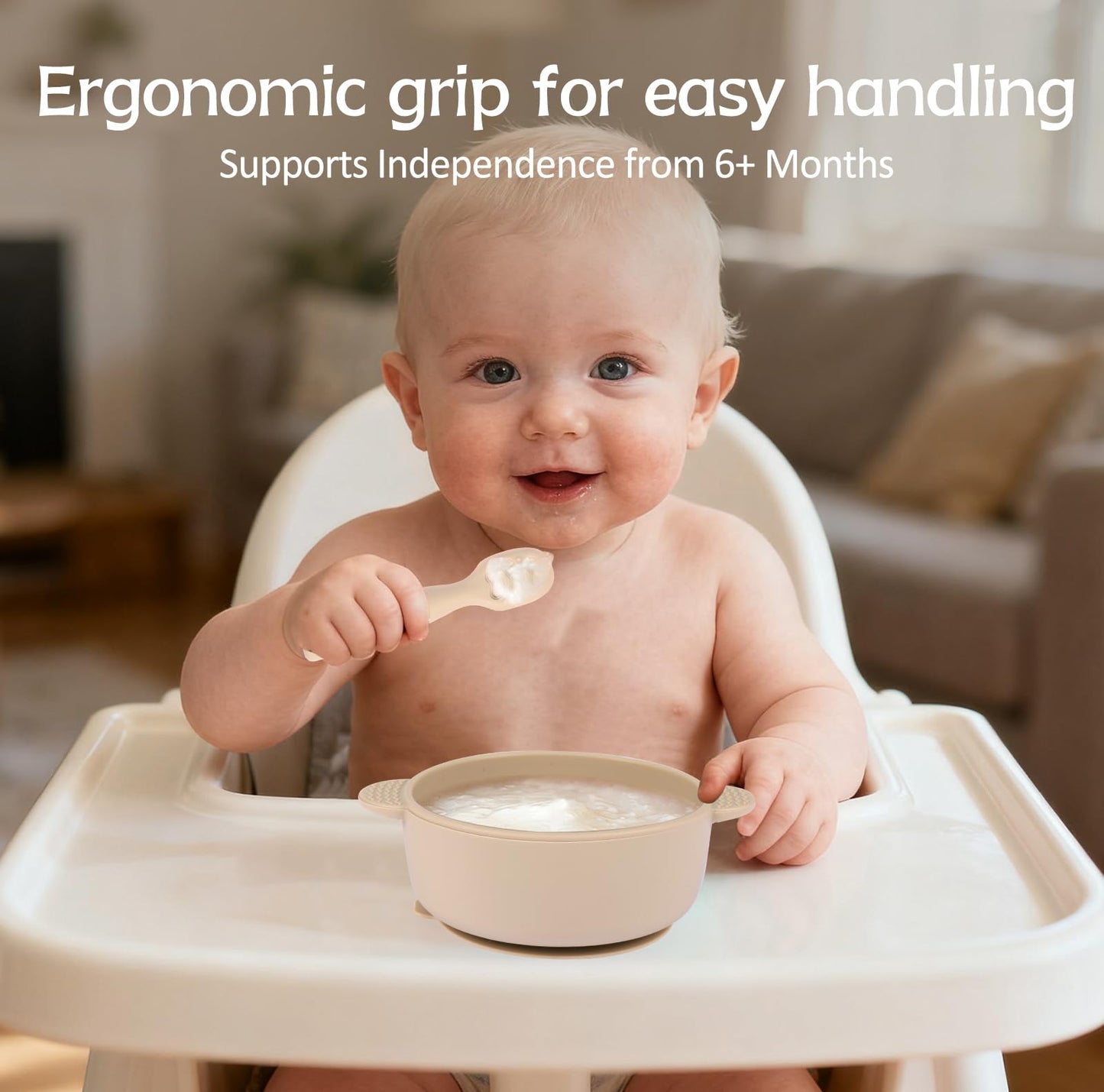 Eascrozn 6 Pack Silicone Baby Spoons Self Feeding 6+ Months Set BPA Free