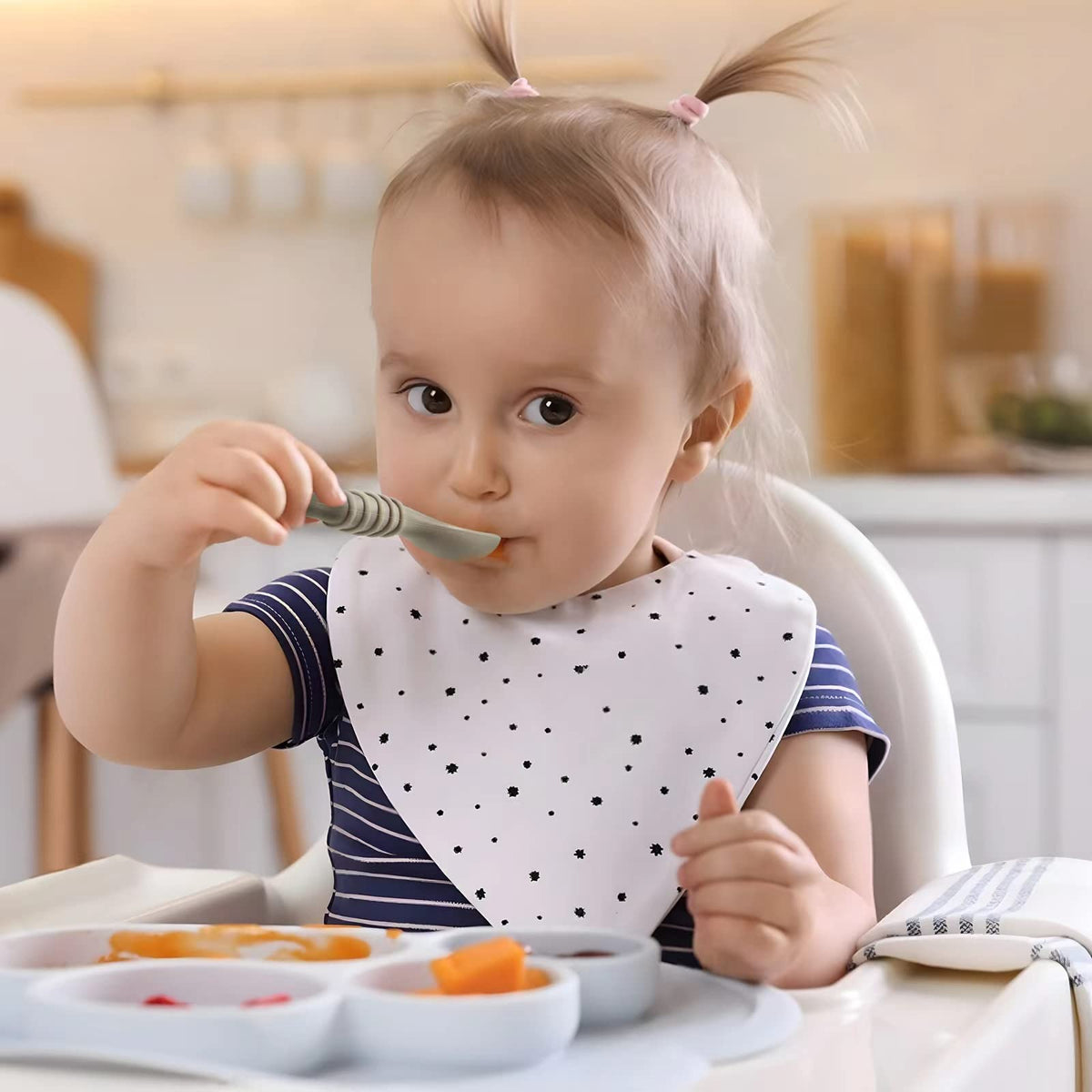 PandaEar 7 Pack Silicone Baby Spoons, Toddler Self Feeding Utensils