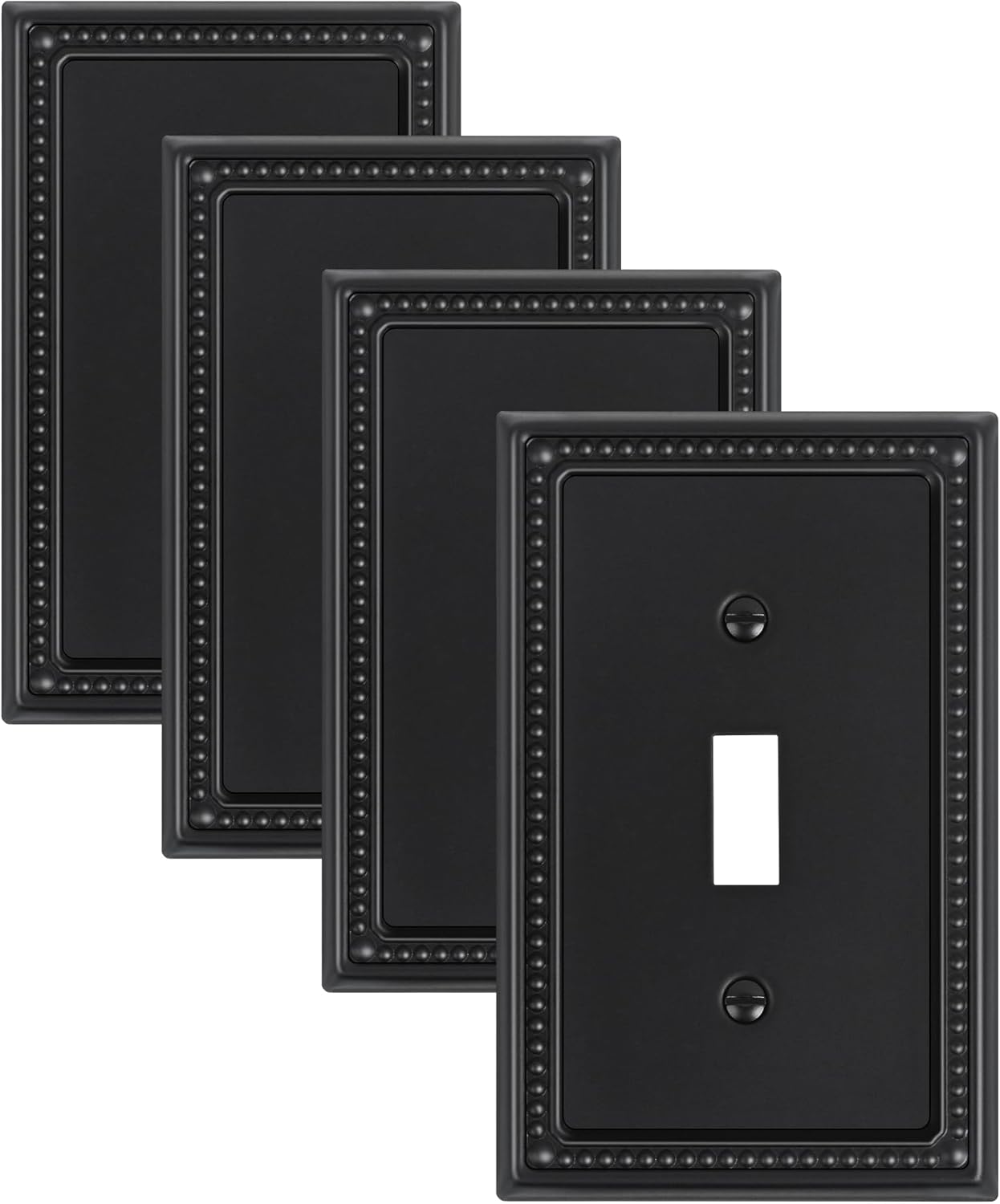 4-Pack Single Toggle Light Switch Cover Plate, Pearls Decorative Switch Plate Covers, Black 1 Gang
