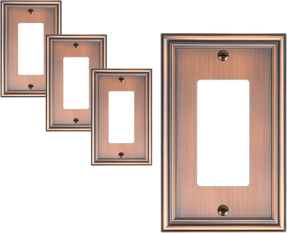 4-Pack Decorator Outlet Cover Plate, Antique Copper Decorative Switch Plates and Outlet Covers