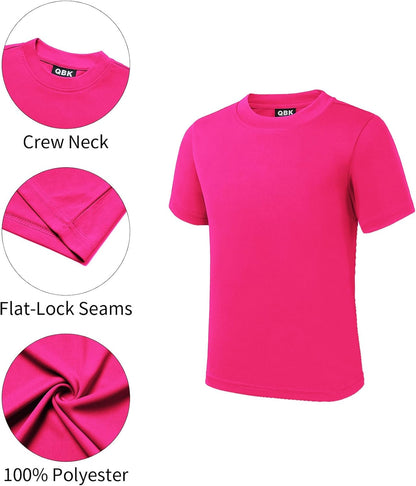 QBK 2T to Youth Neon Shirt Kids UPF 50+ Dry Fit Athletic Short Sleeve Rash Guard T Shirts for Boys