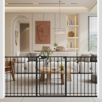 WAOWAO Triple Lock Baby Gate Extra Wide 81.49-86.22" Pressure Mounted Walk Through Swing Auto Close