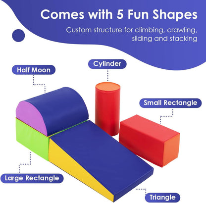 PayLessHere Climbing Toys for Toddlers 5 Piece Corner Foam Climbing Blocks Set with Soft Foam and