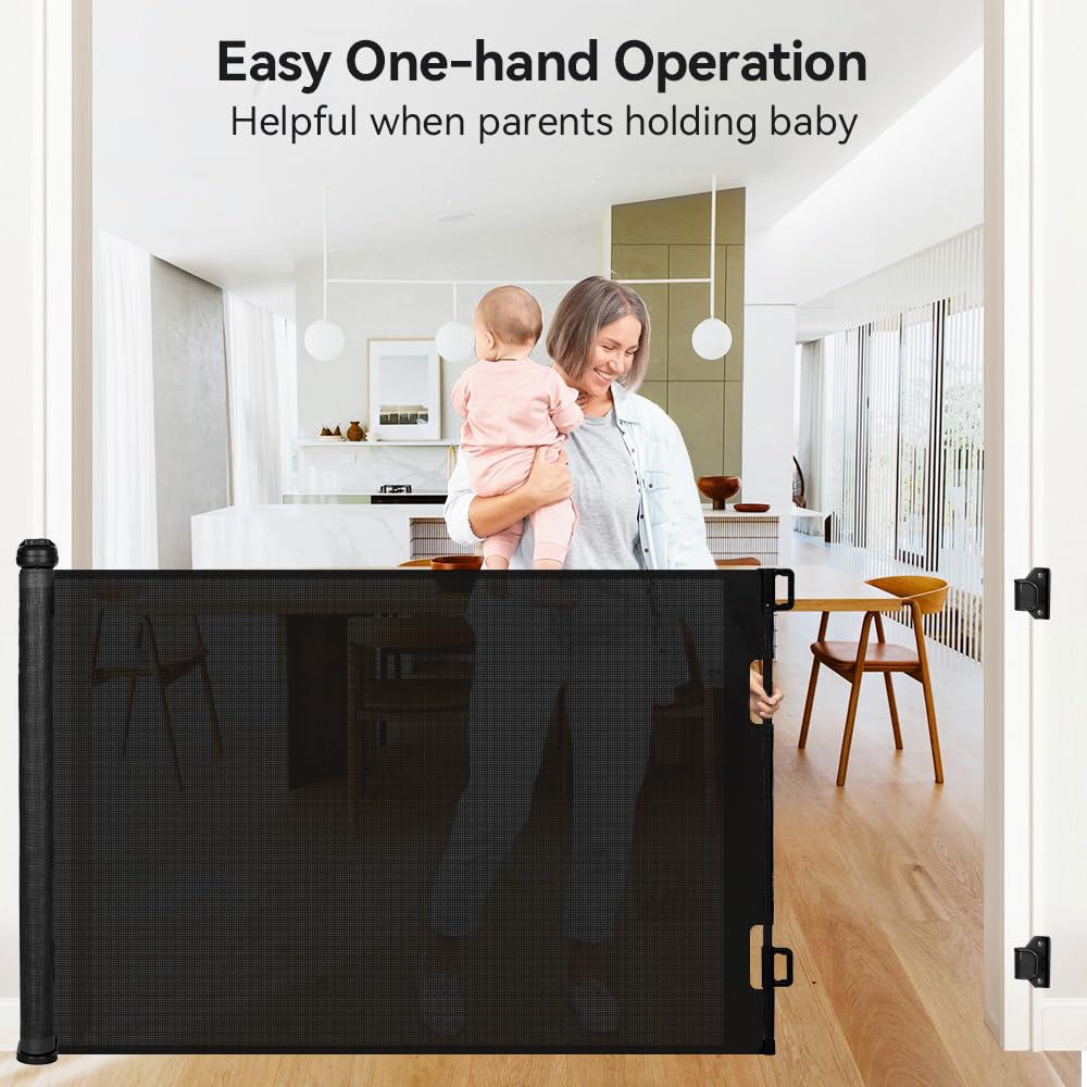 COMOMY 118" Retractable Baby Gates Extra Wide, Retractable Dog Gate for Large Openings, Extra Long