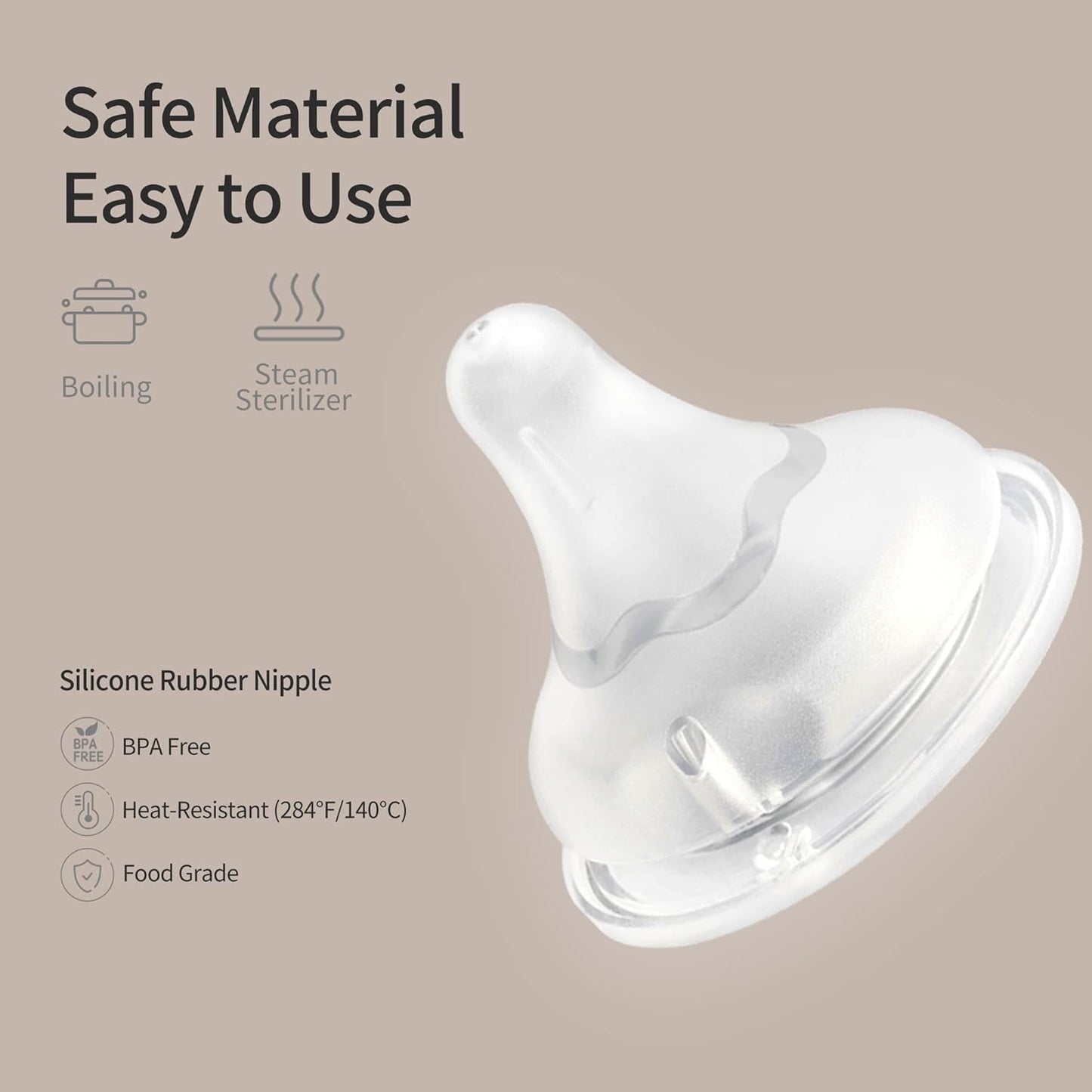 Pigeon Silicone Nipple (LL) with Latch-On Line, Natural Feel, 9+ Months, 4 Counts
