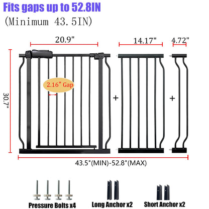 Baby Gates Extra Wide 48-53 Inch Large Baby Gate for Stairs Tension Pet Dog Gates Indoor for