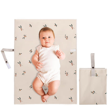 Vegan Leather Portable Changing Pad - Waterproof Compact Baby Changing Mat - Foldable Travel Diaper