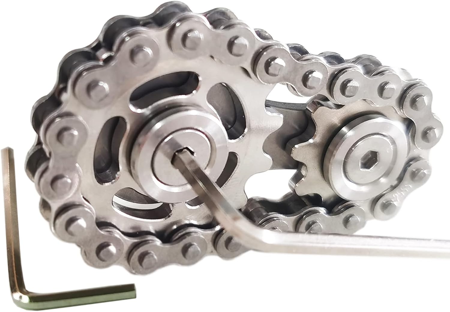 Stainless Steel Sprocket Fidgets Chain Fidget Cube Gears Linkage Bike Chain Novelty Fidget Block