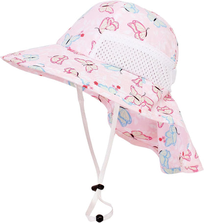 CHUNG Baby Sun Protection Hat Summer Toddler Adjustable UPF 50+ Wide Brim Neck Flap Beach Caps Boys