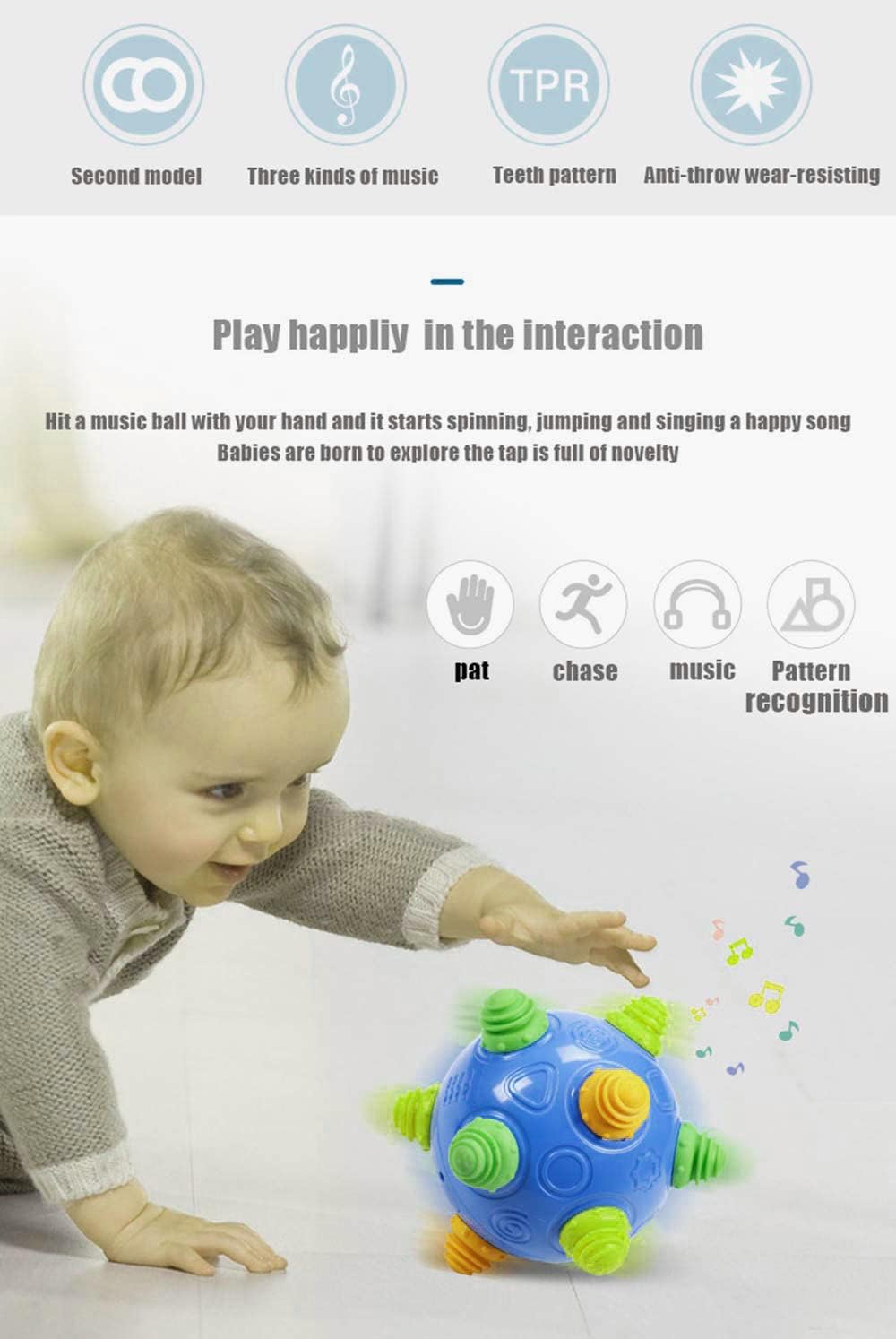 Toddler's Music Dancing Shake Ball - Move, Crawl, Bounce, Sensory Learning for Kids and Babies, Fun