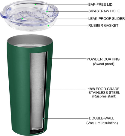 VEGOND 20oz Tumbler Stainless Steel Tumbler with Lid And Straw Vacuum Insulated Double Wall Travel