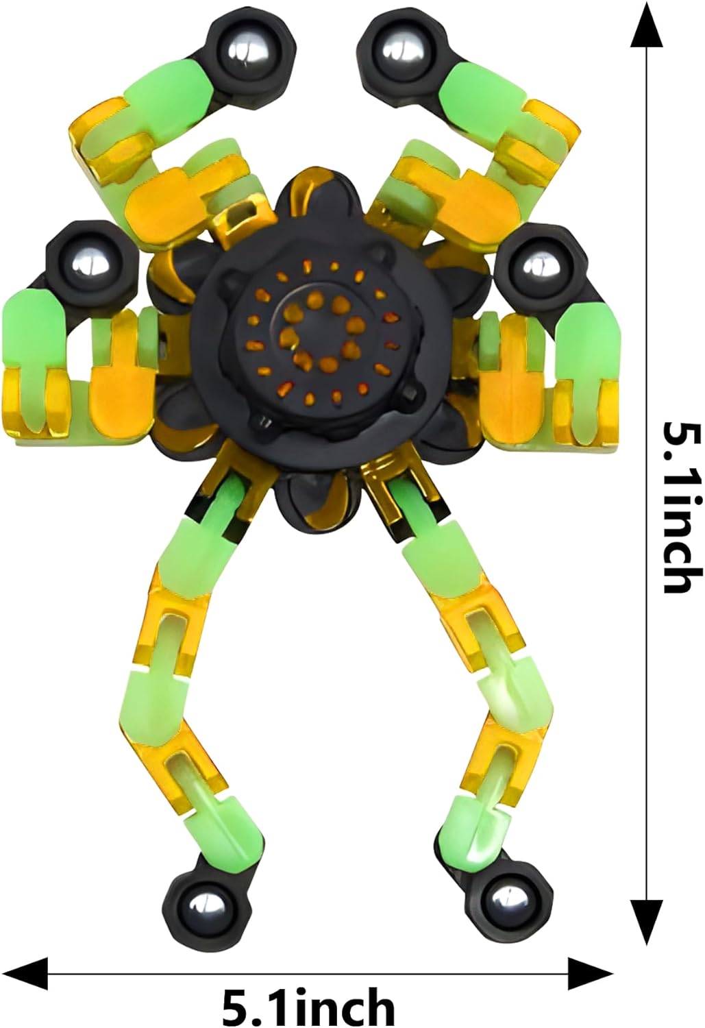 Fidget Spinners, DIY Transformable Chain Robot Finger Spinner, Glow in The Dark Deformable Creative