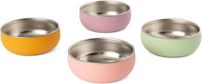 Monkey Proof™ Non-Toxic Stainless Steel Child Bowl 5” with Non-Slip Silicone Shell, (Set of 4