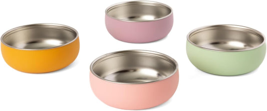 Monkey Proof™ Non-Toxic Stainless Steel Child Bowl 5” with Non-Slip Silicone Shell, (Set of 4