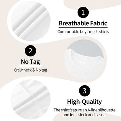6-Pack Boys Athletic T-Shirts Quick Dry Short-Sleeve Tops Youth Moisture Wicking Running Sports