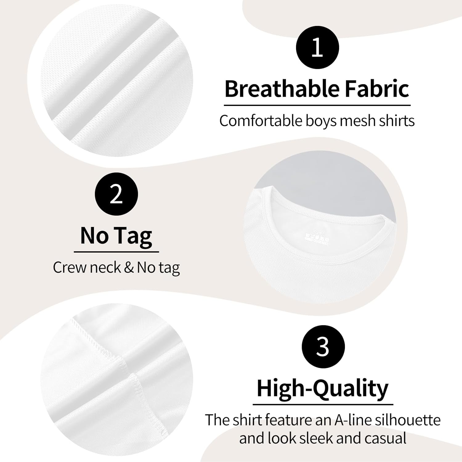 6-Pack Boys Athletic T-Shirts Quick Dry Short-Sleeve Tops Youth Moisture Wicking Running Sports