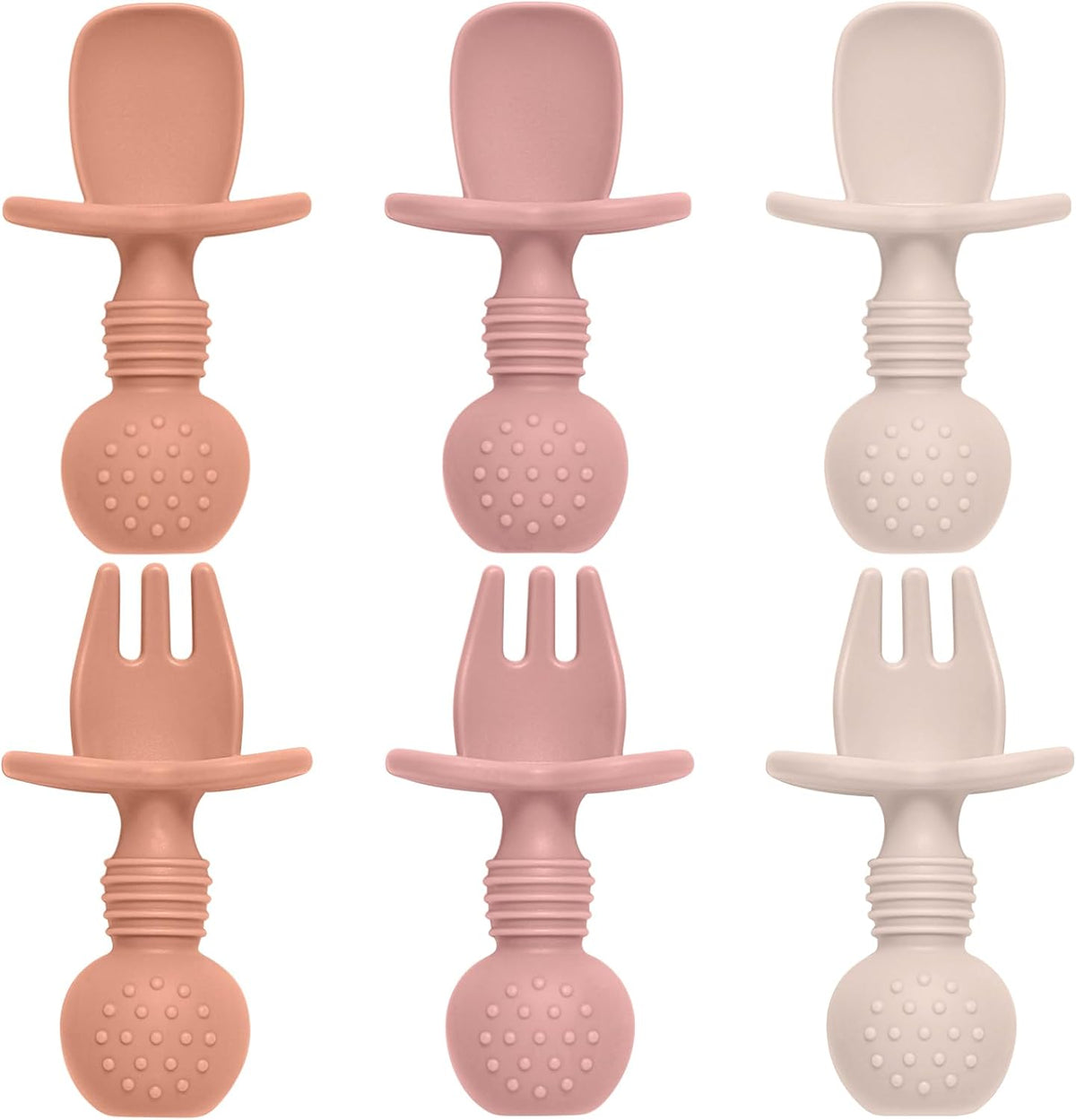 6 Pack Baby Spoons and Forks Set, Silicone Baby Spoons Self Feeding 6 Months for Toddler